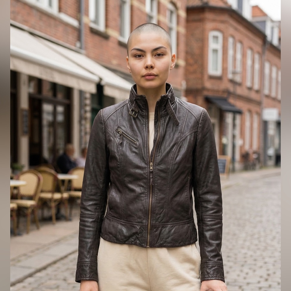 Size 8 All Saints Belvedere Dark Brown Leather Jacket